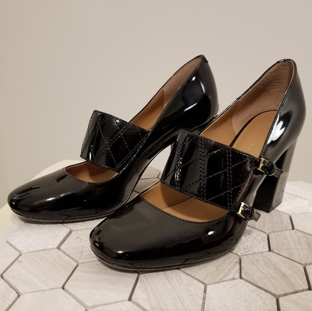 Calvin Klein patent leather strap heels
